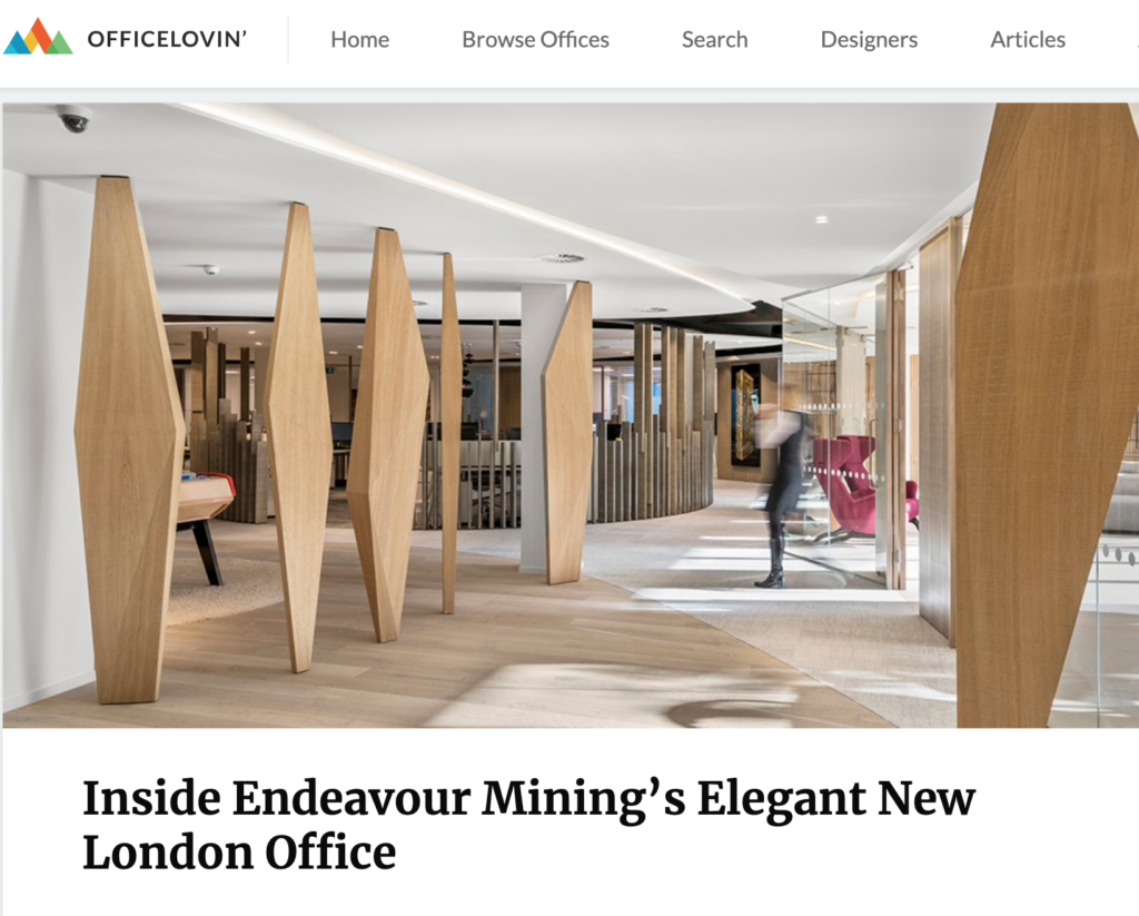Commercial office interior by Bismut & Bismut Architecture along with London based Area- office refurbishment company for Endeavour Mining.